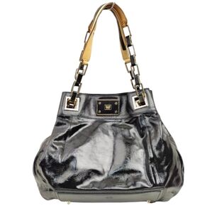 ANYA HINDMARCH Black Patent Leather Shoulder Handbag Large Purse